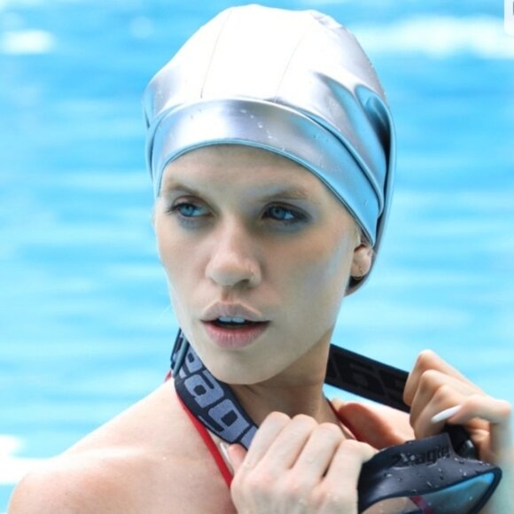 NEW Hairbrella SILVER Swim Cap Satin Lined - Picture 4 of 16